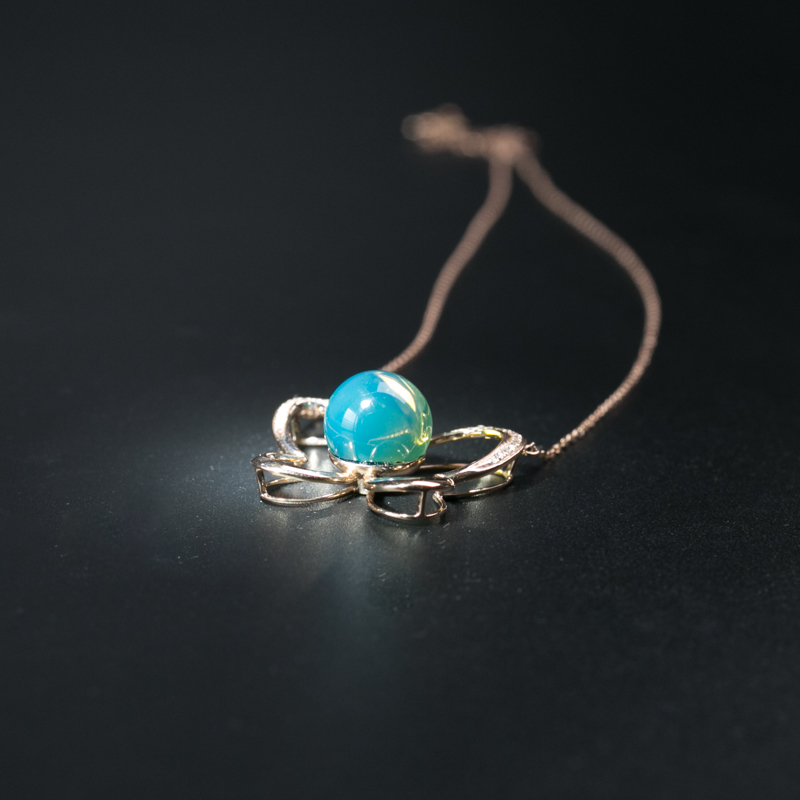 天然多米蓝珀锁骨链-红掌柜