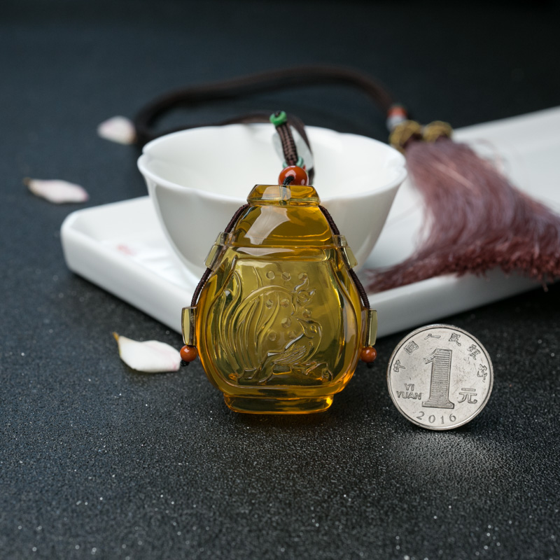 天然蓝珀香囊吊坠-红掌柜