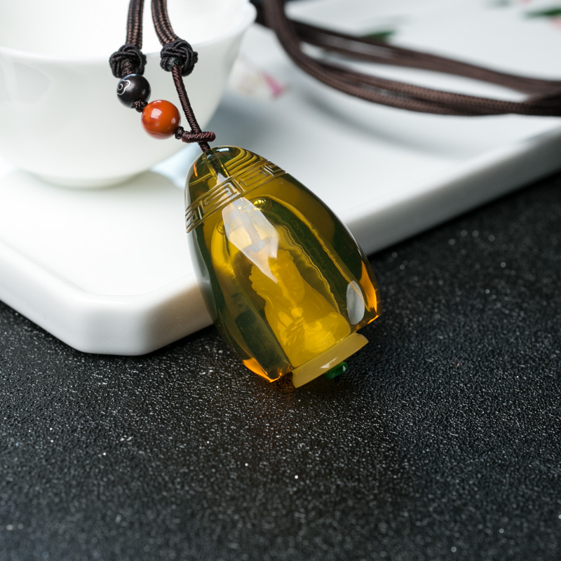 墨西哥蓝珀吊坠-红掌柜