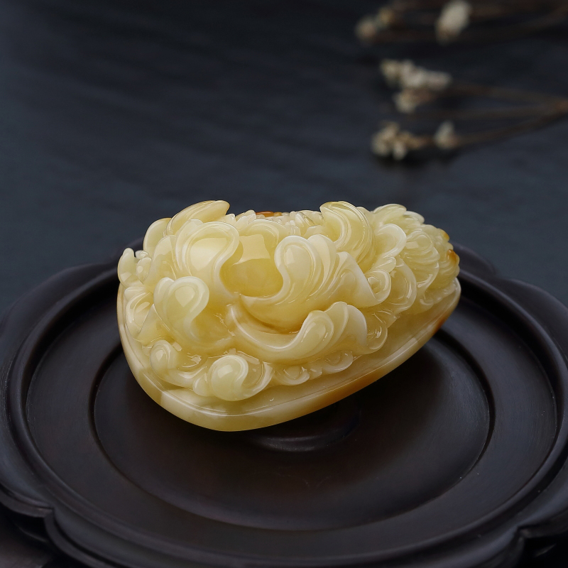 波罗的海天然带皮俏色蜜蜡吊坠-红掌柜