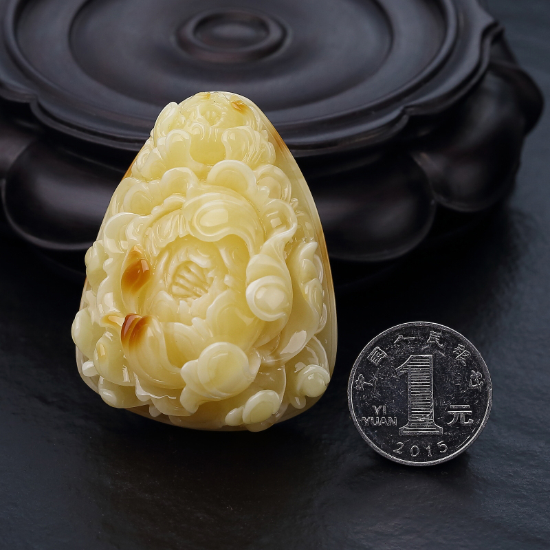 波罗的海蜜蜡牡丹花吊坠-红掌柜