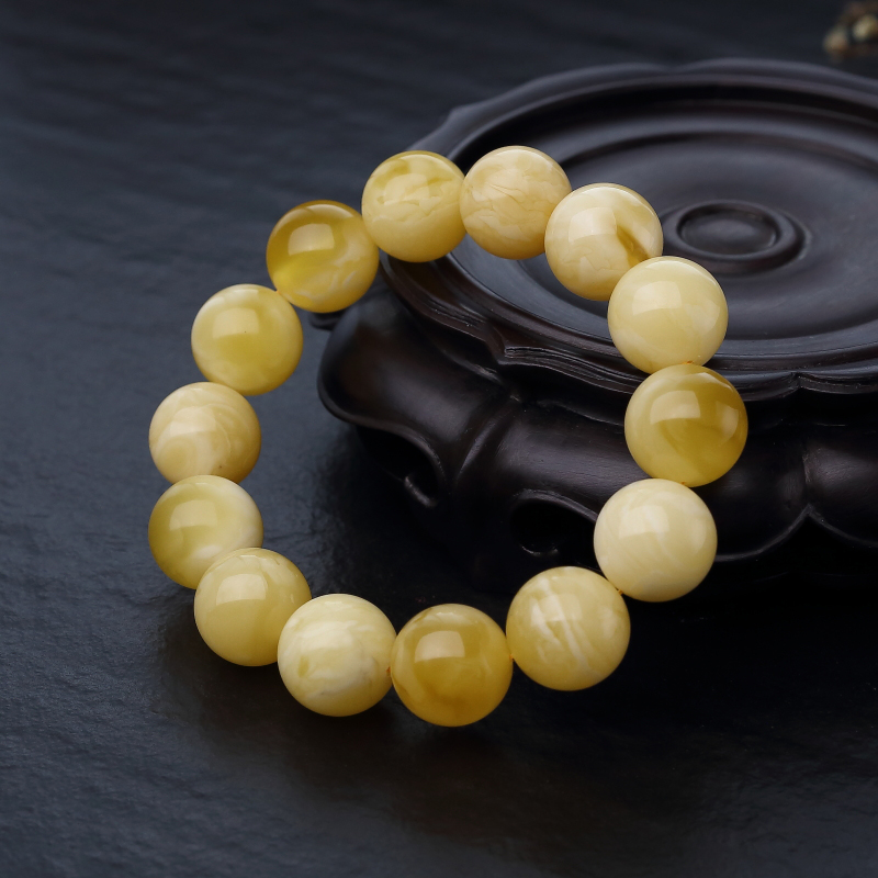 天然白花蜜蜡单圈手串-红掌柜