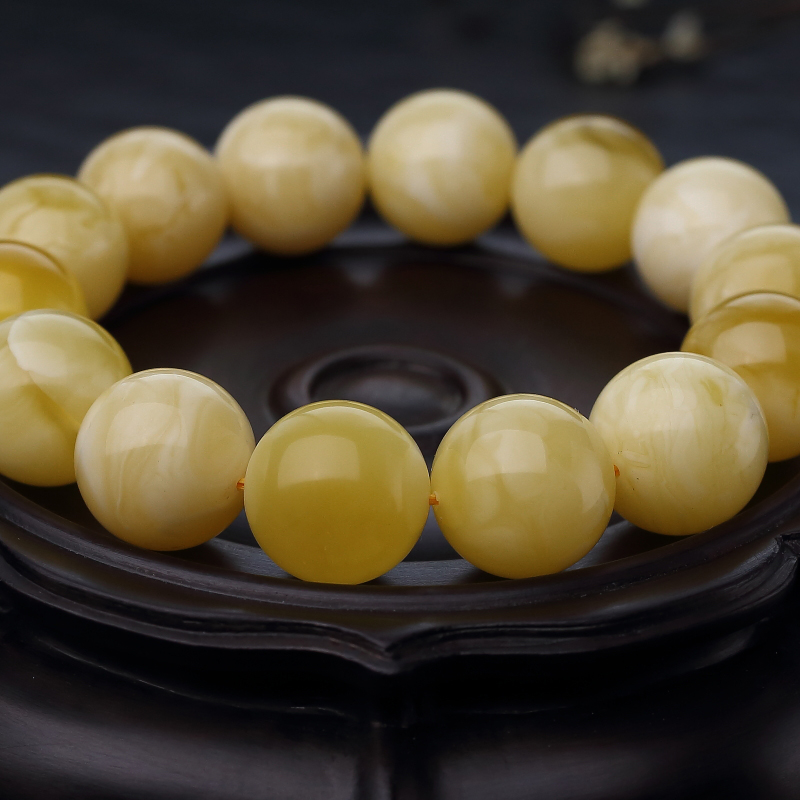 波罗的海天然白花蜜蜡手串-红掌柜