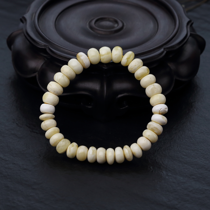 天然白花蜜蜡算盘珠单圈手串-红掌柜