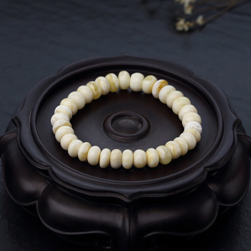 天然白花蜜蜡单圈手串-红掌柜