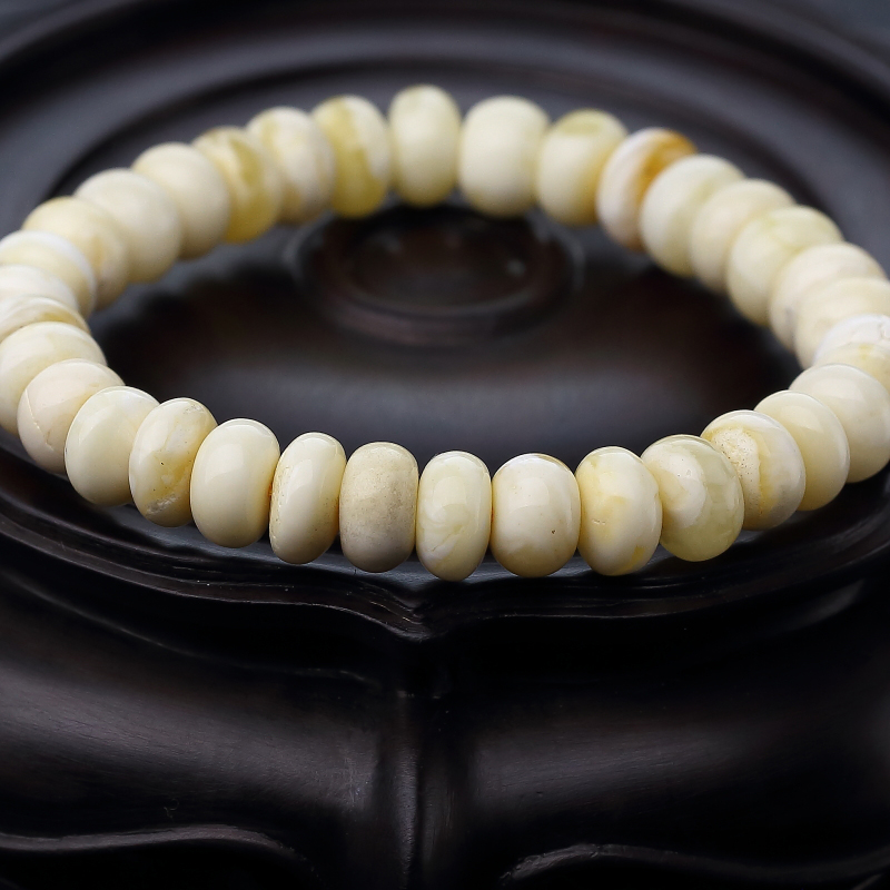 天然白花蜜蜡算盘珠手串-红掌柜