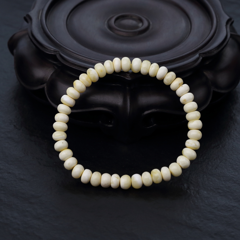 天然白花蜜蜡算盘珠单圈手串-红掌柜