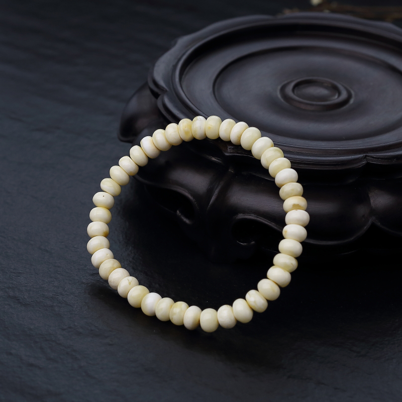 白花蜜蜡算盘珠单圈手串-红掌柜