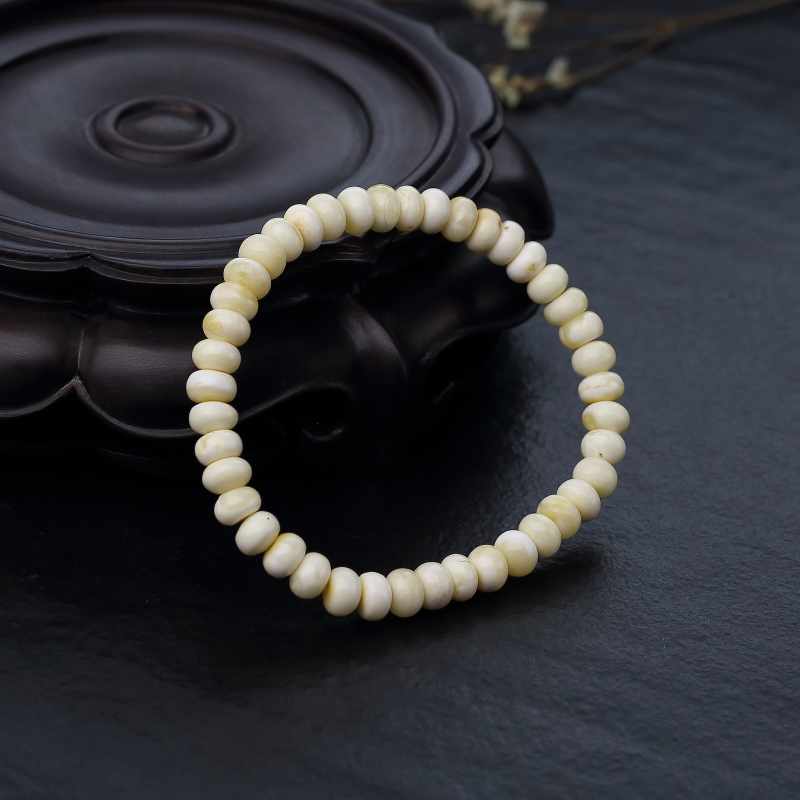 天然白花蜜蜡单圈手串-红掌柜