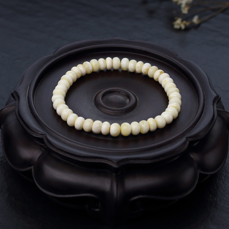 天然白花蜜蜡算盘珠手串-红掌柜