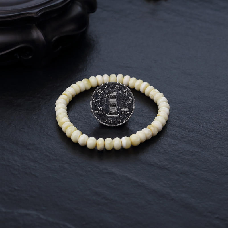 白花蜜蜡算盘珠手串-红掌柜