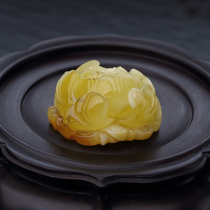 天然带皮鸡油黄蜜蜡吊坠-红掌柜