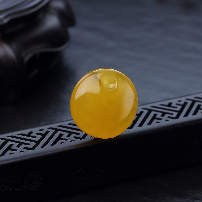 波罗的海鸡油黄蜜蜡平安扣吊坠-红掌柜