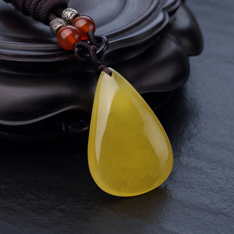 波罗的海鸡油黄蜜蜡随形吊坠-红掌柜