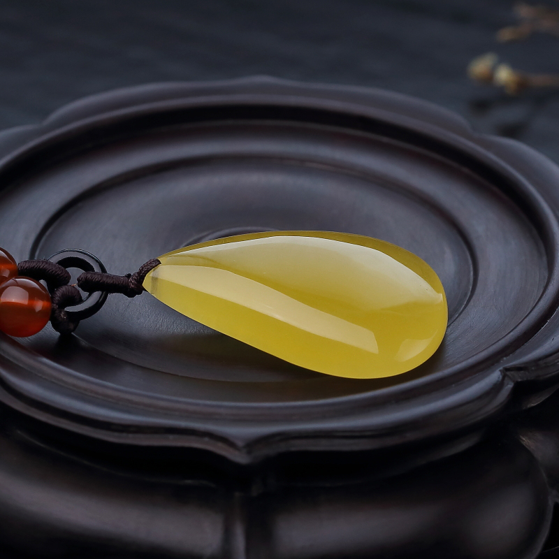 波罗的海天然鸡油黄蜜蜡吊坠-红掌柜