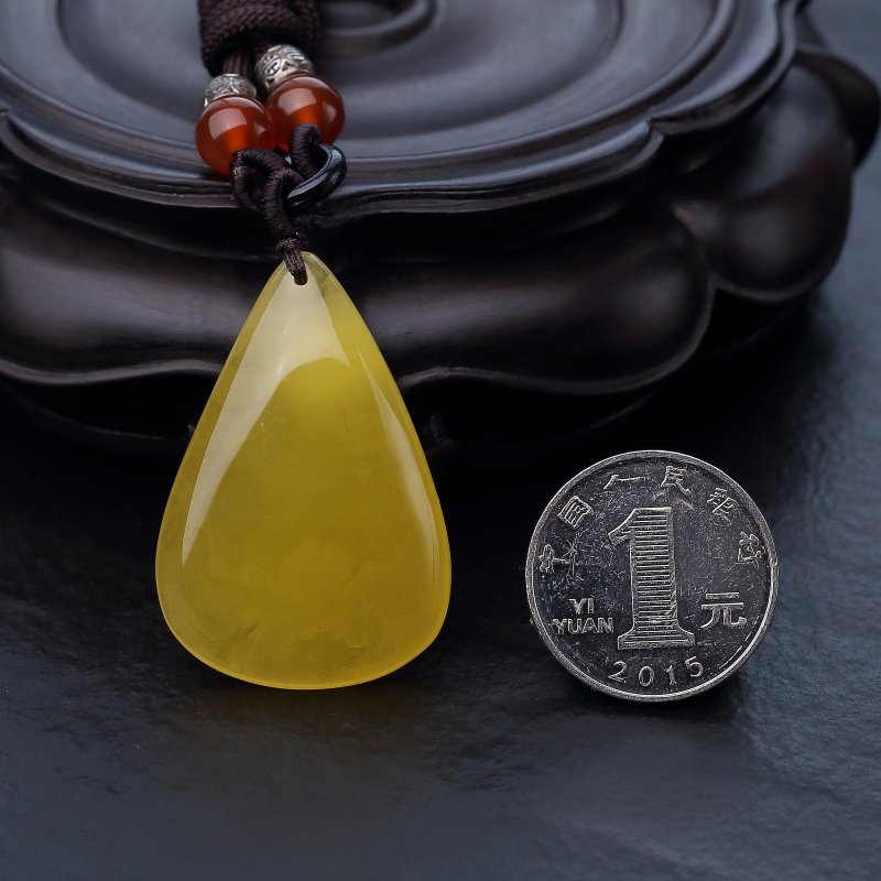 天然鸡油黄蜜蜡吊坠-红掌柜