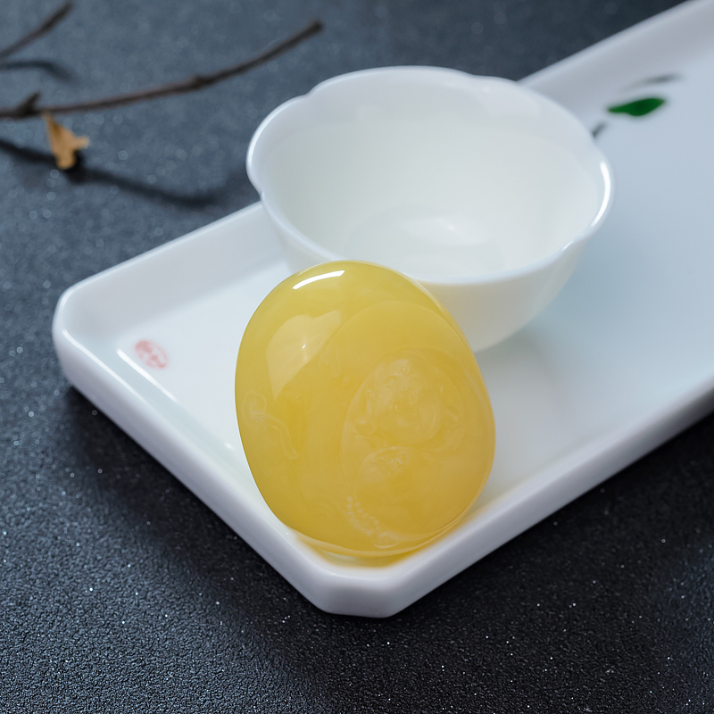 鸡油黄蜜蜡吊坠-红掌柜