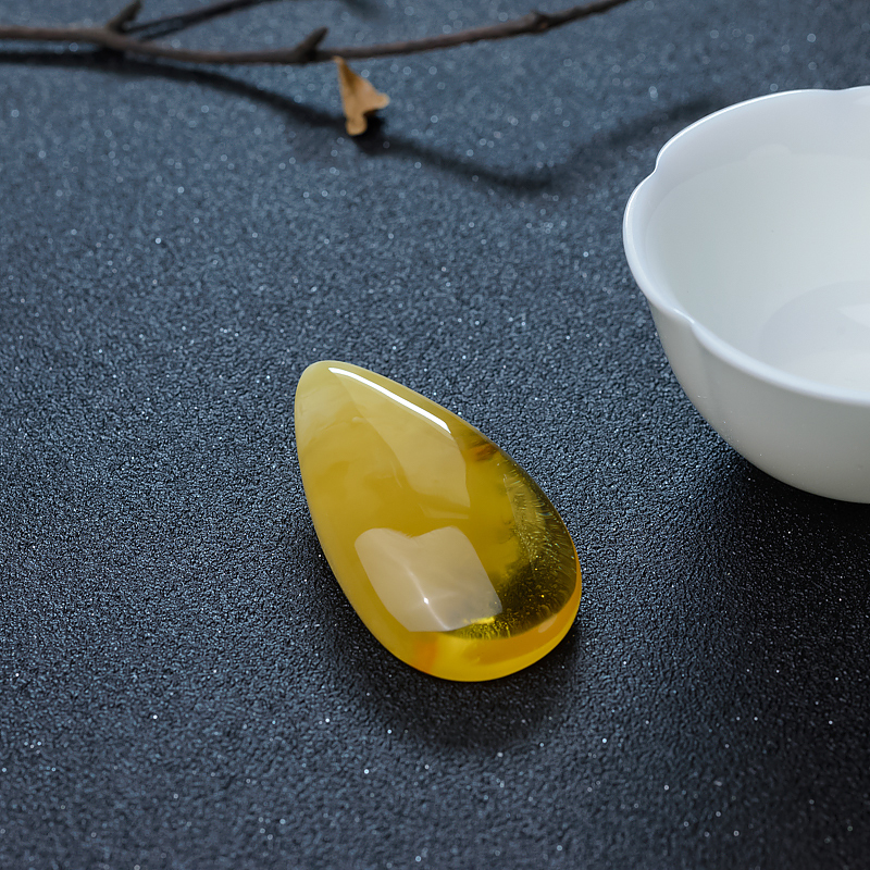 鸡油黄蜜蜡水滴吊坠-红掌柜