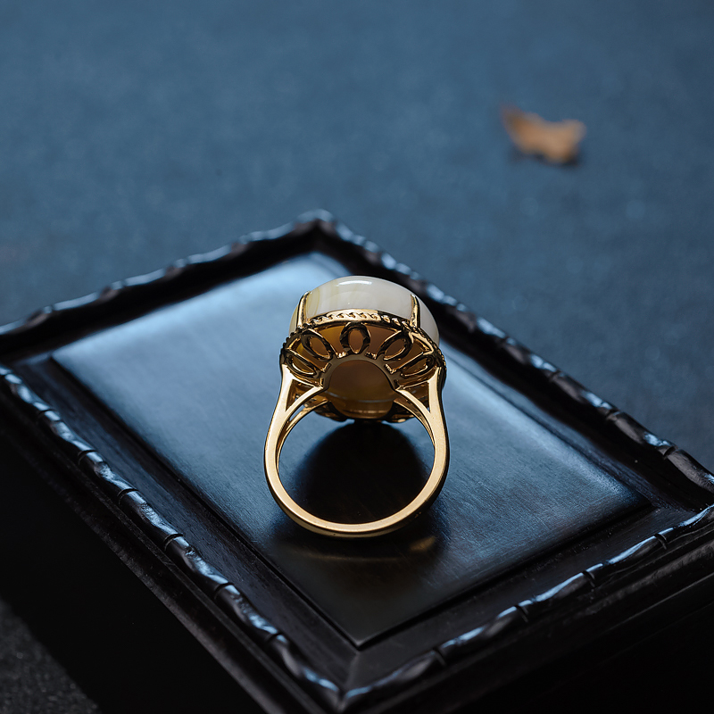 天然白蜜戒指-红掌柜