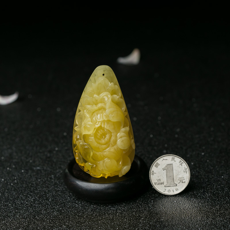 波罗的海蜜蜡牡丹花挂坠-红掌柜