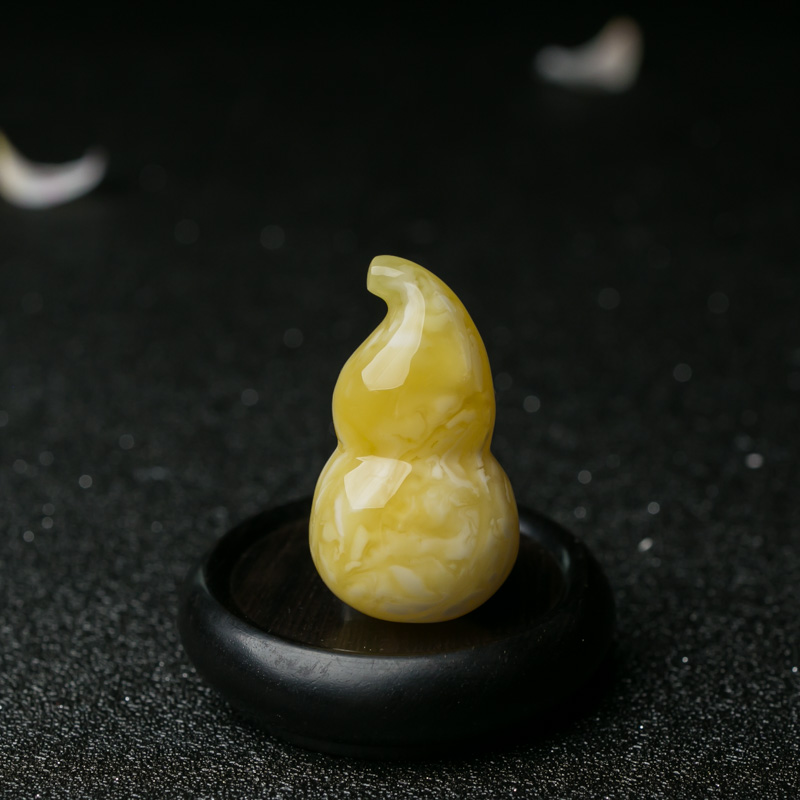 白花蜜蜡葫芦吊坠-红掌柜