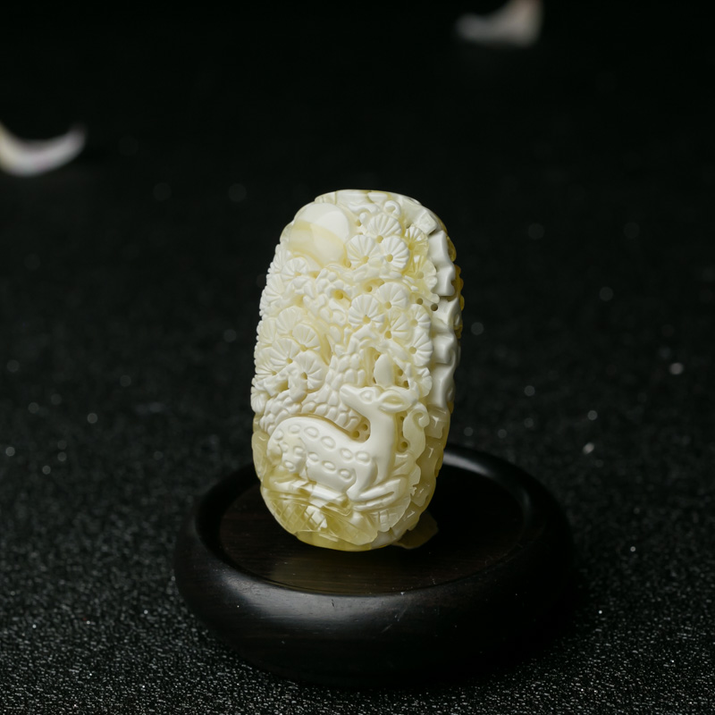 蜜蜡松鹤延年吊坠-红掌柜