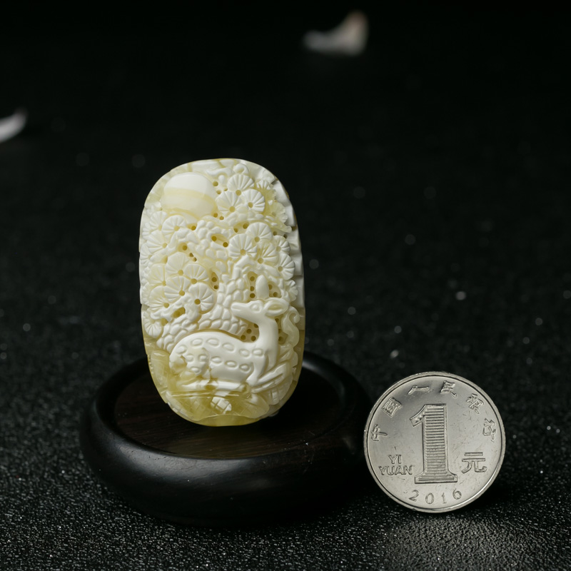 蜜蜡松鹤延年挂坠-红掌柜