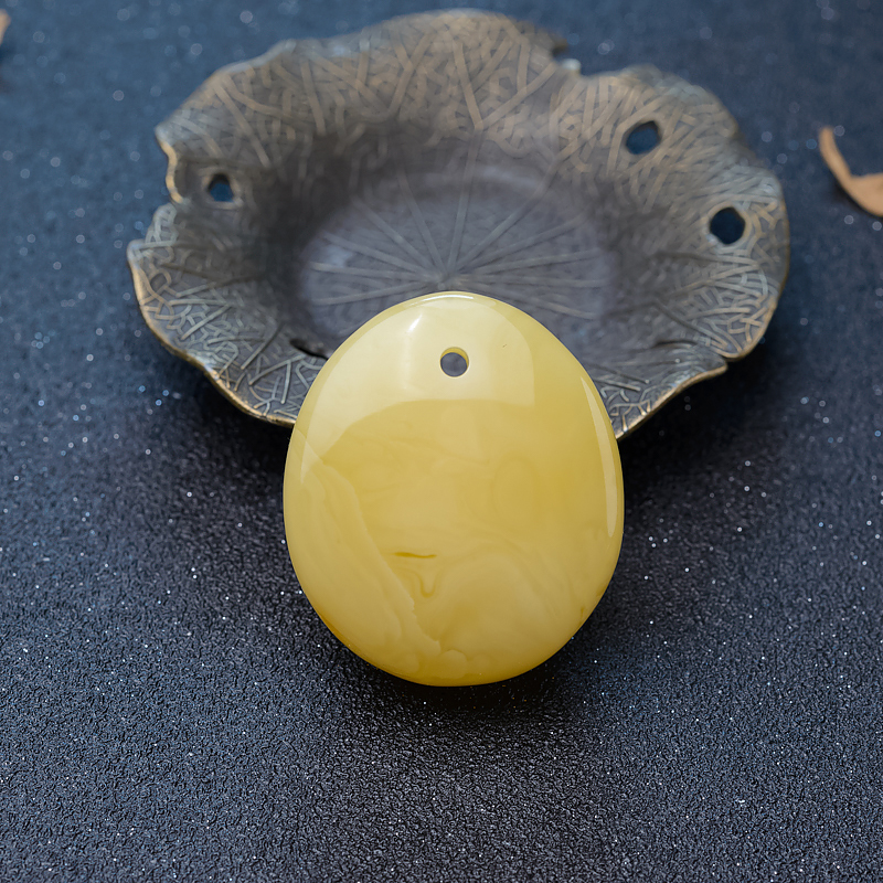 天然波罗的海鸡油黄蜜蜡吊坠-红掌柜