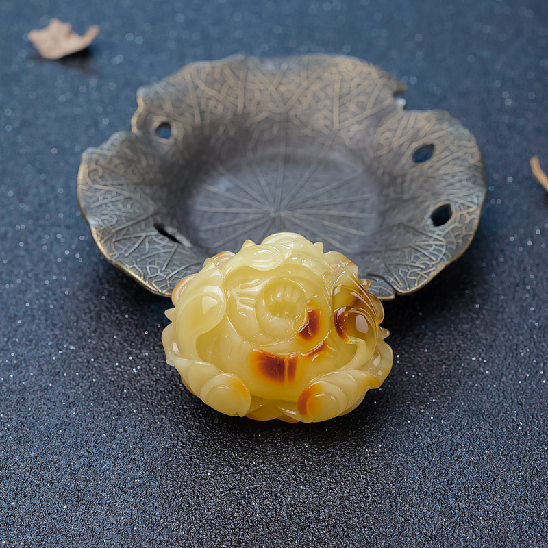 蜜蜡牡丹花吊坠-红掌柜