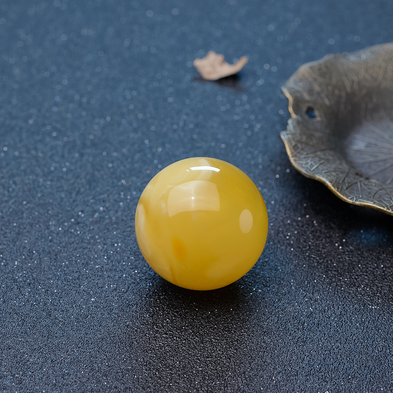 34.7mm天然蜜蜡圆珠-红掌柜