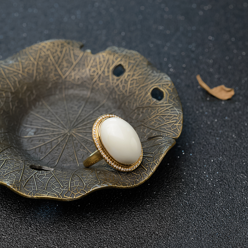 18K天然波罗的海白蜜戒指-红掌柜