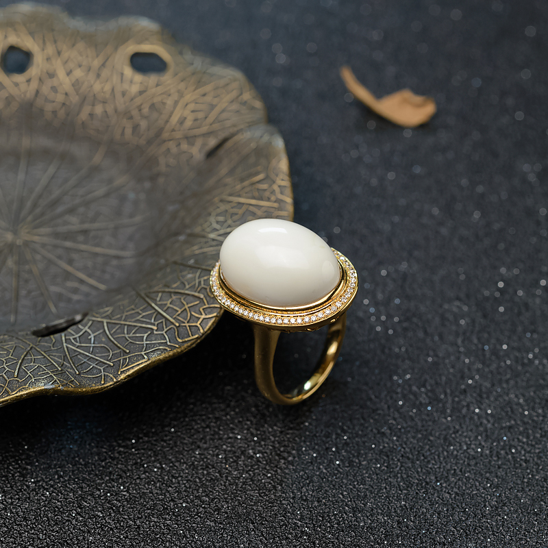 天然波罗的海瓷白白蜜戒指-红掌柜