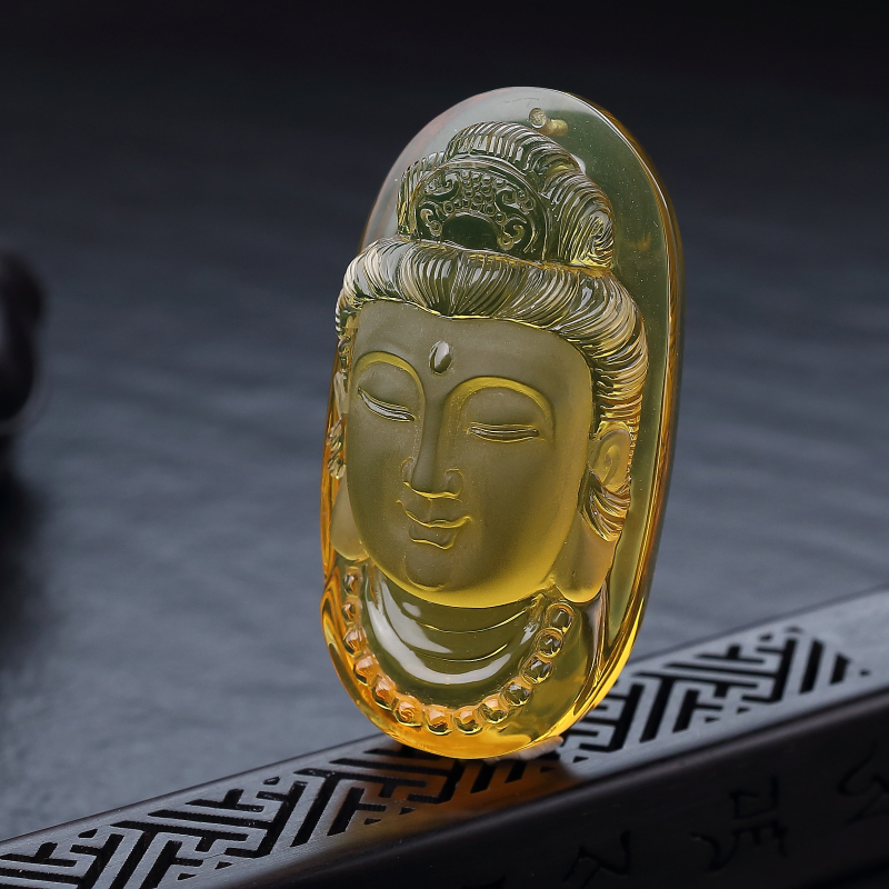 天然蓝珀佛头吊坠-红掌柜