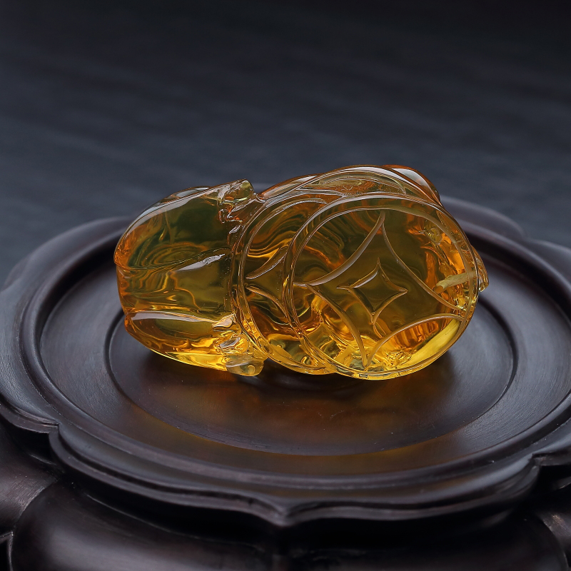 墨西哥天然蓝珀吊坠-红掌柜