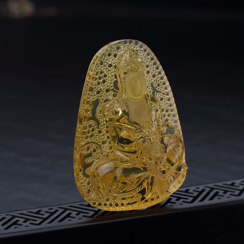 墨西哥蓝珀文殊菩萨吊坠-红掌柜