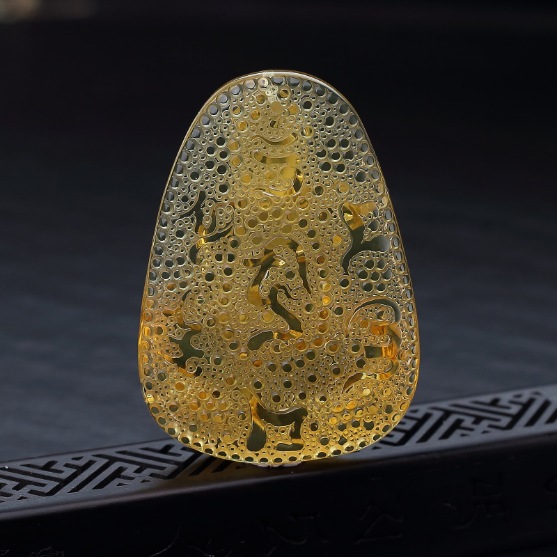 墨西哥天然蓝珀吊坠-红掌柜