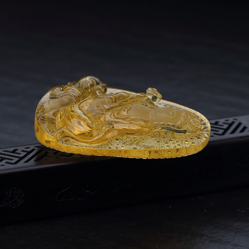 蓝珀文殊菩萨吊坠-红掌柜