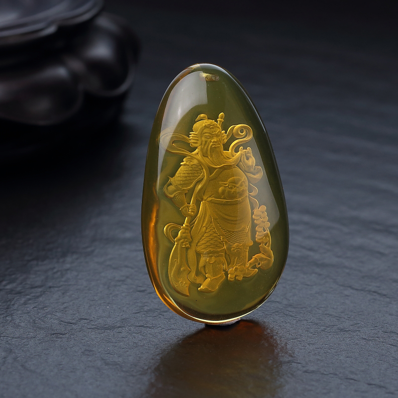 墨西哥蓝珀关公吊坠-红掌柜