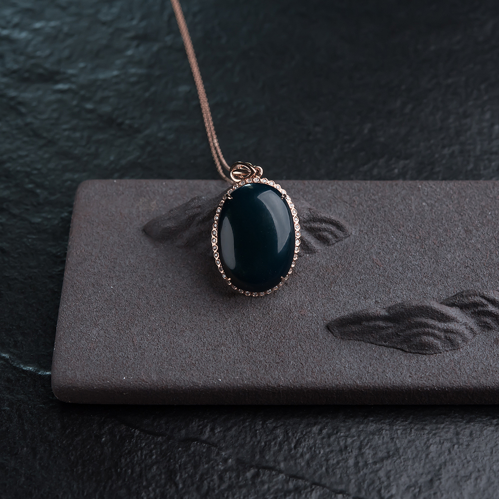 金镶钻多米蓝珀项链-红掌柜