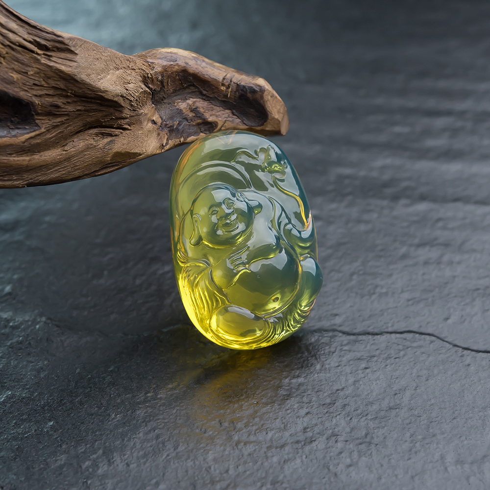 多米蓝珀弥勒佛挂坠-红掌柜