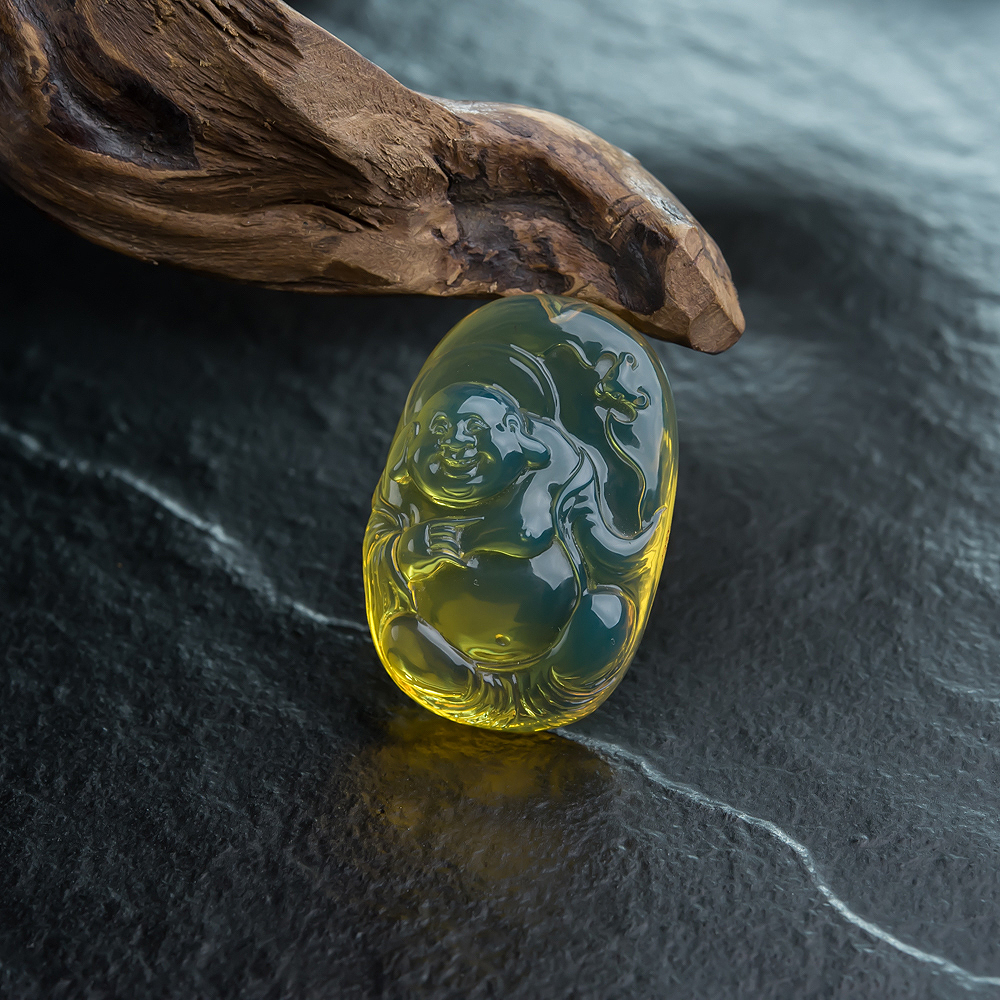 蓝珀弥勒佛挂坠-红掌柜