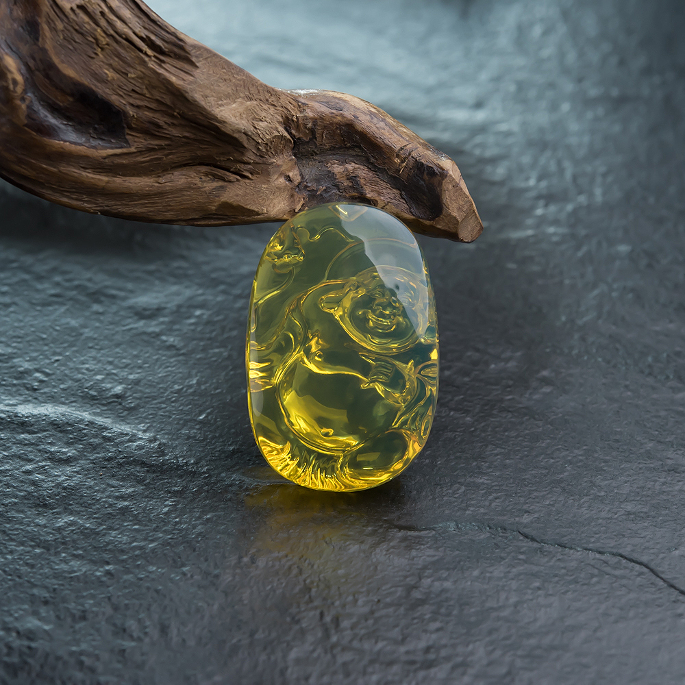 天然蓝珀弥勒佛挂坠-红掌柜