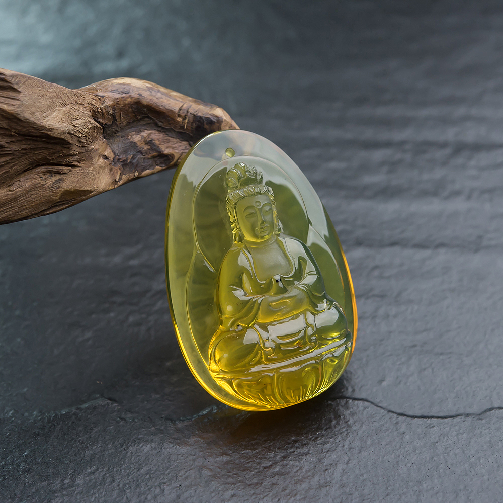 天然蓝珀观音吊坠-红掌柜