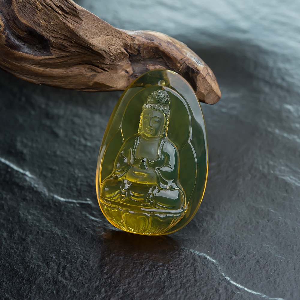 墨西哥蓝珀观音挂坠-红掌柜