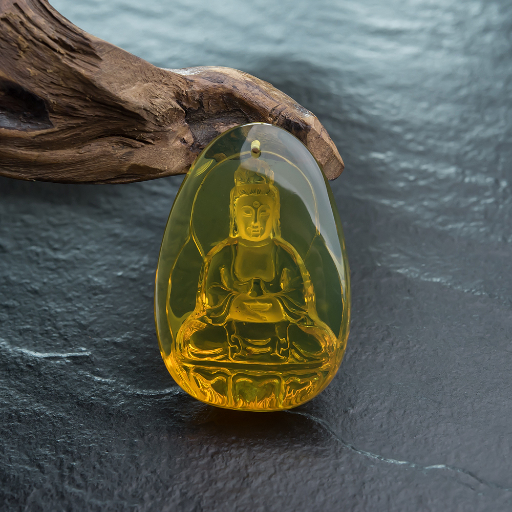 墨西哥蓝珀观音挂坠-红掌柜