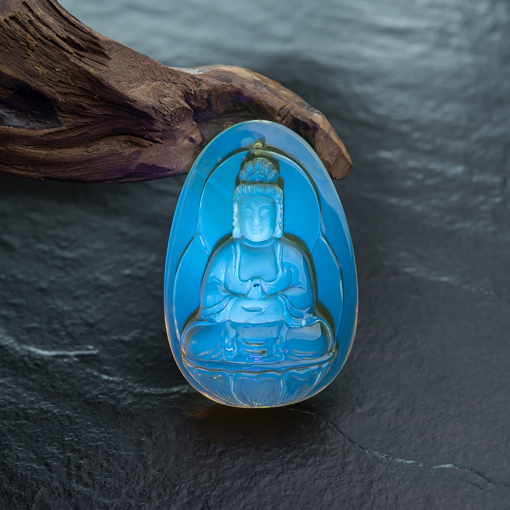 蓝珀观音挂坠-红掌柜