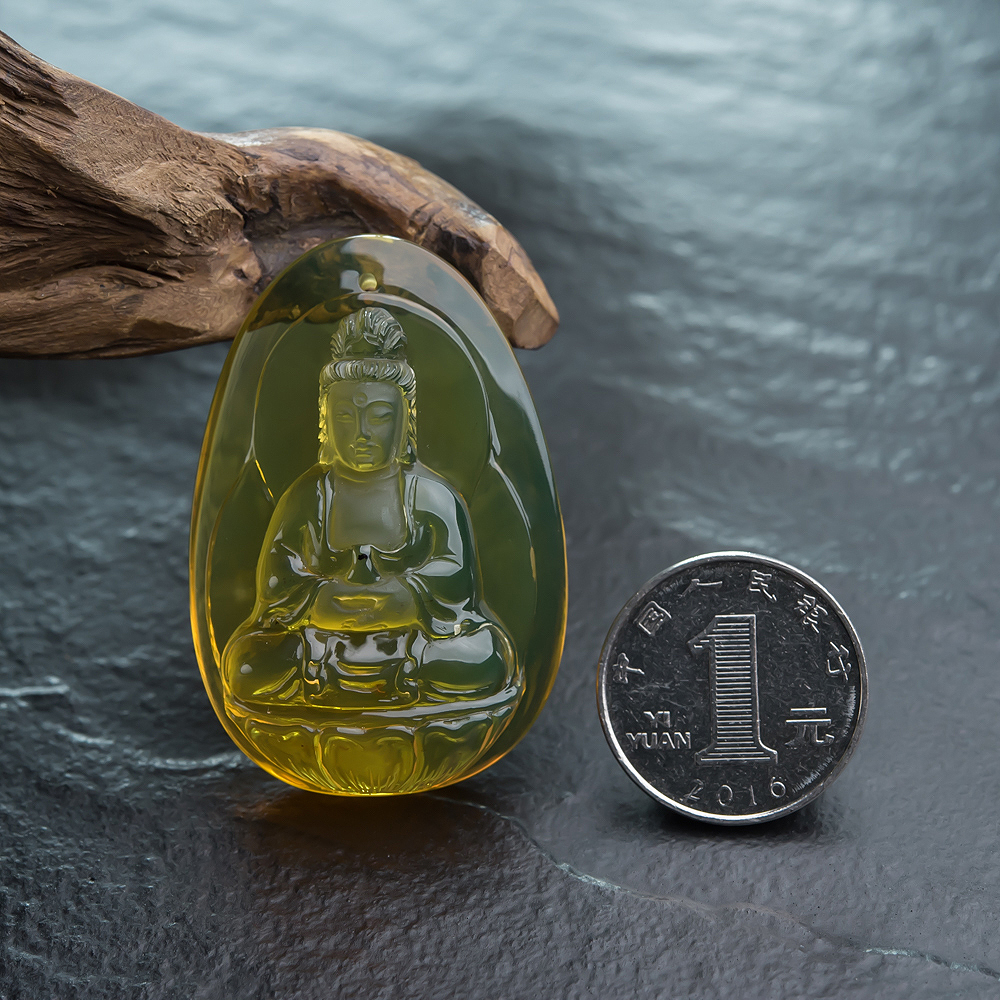 天然蓝珀观音挂坠-红掌柜