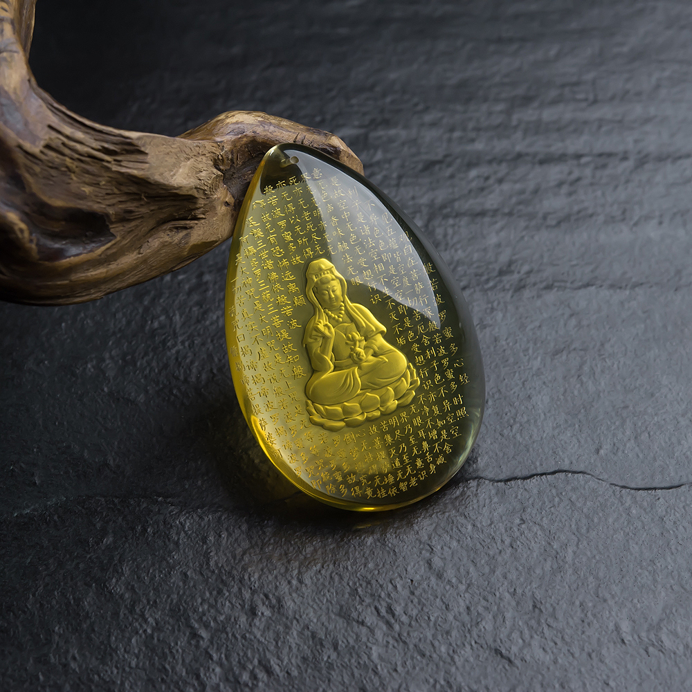 天然墨西哥蓝珀观音吊坠-红掌柜