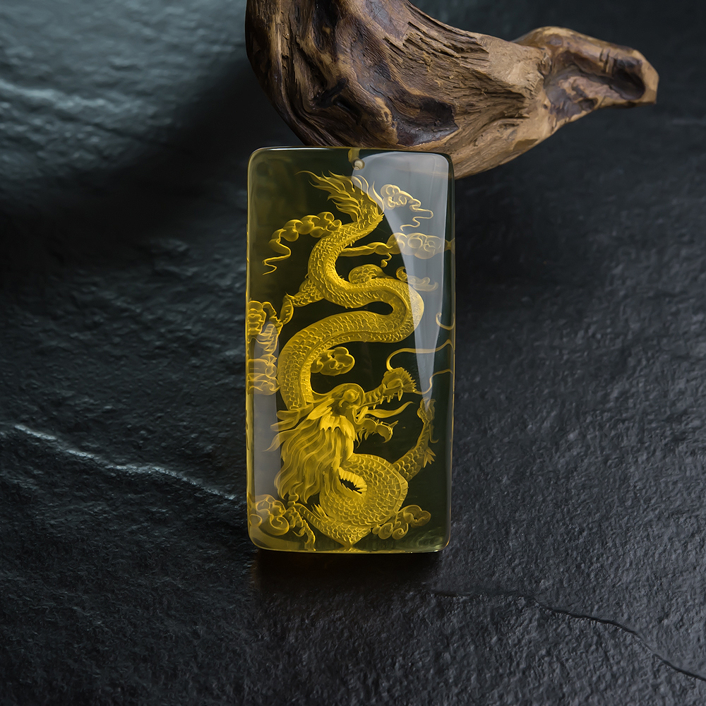 墨西哥蓝珀龙牌吊坠-红掌柜