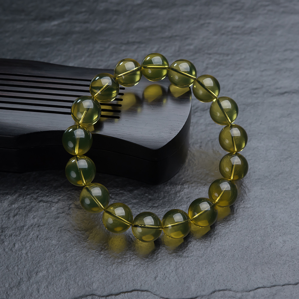 墨西哥蓝珀单圈手串-红掌柜